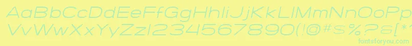 SF Grandezza Light Oblique-Schriftart – Grüne Schriften auf gelbem Hintergrund