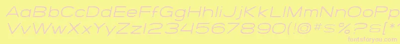 fuente SF Grandezza Light Oblique – Fuentes Rosadas Sobre Fondo Amarillo