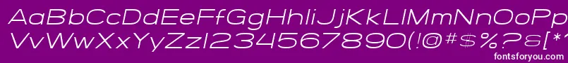 Fonte SF Grandezza Light Oblique – fontes brancas em um fundo violeta