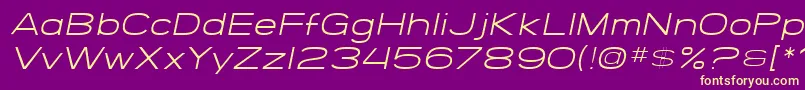 SF Grandezza Light Oblique-Schriftart – Gelbe Schriften auf violettem Hintergrund