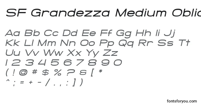 Fuente SF Grandezza Medium Oblique - alfabeto, números, caracteres especiales