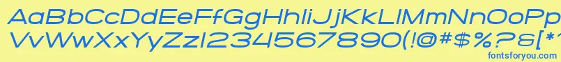 Шрифт SF Grandezza Medium Oblique – синие шрифты на жёлтом фоне