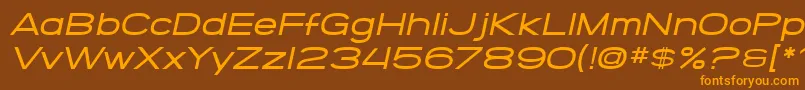 SF Grandezza Medium Oblique-Schriftart – Orangefarbene Schriften auf braunem Hintergrund