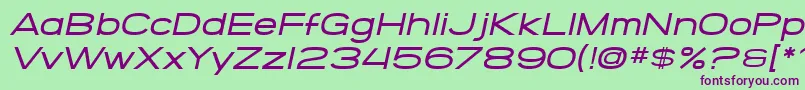 SF Grandezza Medium Oblique-Schriftart – Violette Schriften auf grünem Hintergrund