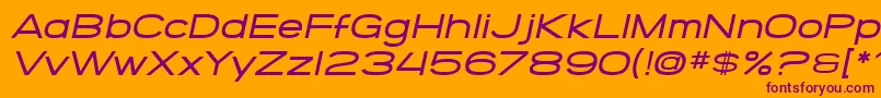 SF Grandezza Medium Oblique-Schriftart – Violette Schriften auf orangefarbenem Hintergrund
