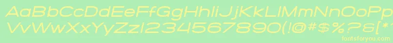 フォントSF Grandezza Medium Oblique – 黄色の文字が緑の背景にあります