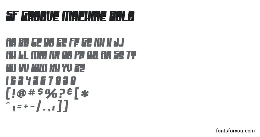 A fonte SF Groove Machine Bold – alfabeto, números, caracteres especiais