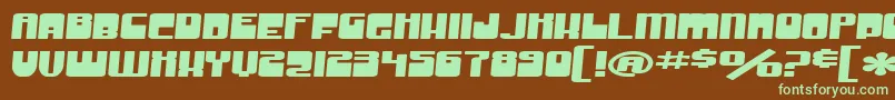 フォントSF Groove Machine Extended – 緑色の文字が茶色の背景にあります。