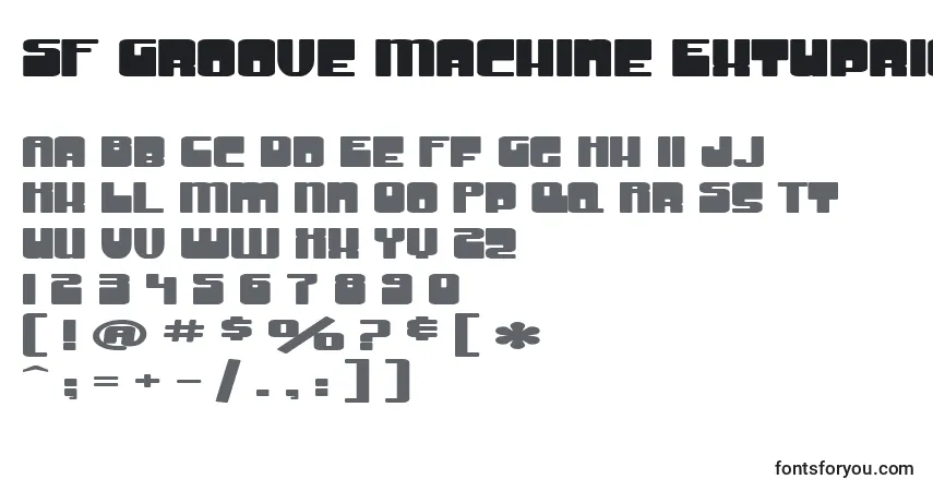 Schriftart SF Groove Machine ExtUpright Bold – Alphabet, Zahlen, spezielle Symbole