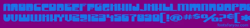 Fonte SF Groove Machine ExtUpright Bold – fontes azuis em um fundo violeta