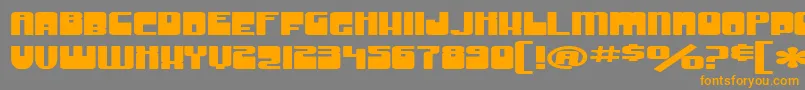 フォントSF Groove Machine ExtUpright – オレンジの文字は灰色の背景にあります。