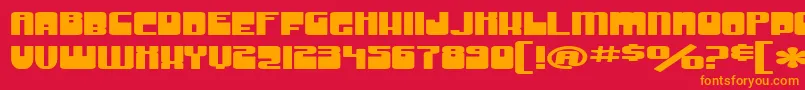 SF Groove Machine ExtUpright-Schriftart – Orangefarbene Schriften auf rotem Hintergrund