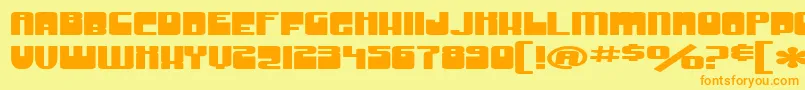 フォントSF Groove Machine ExtUpright – オレンジの文字が黄色の背景にあります。