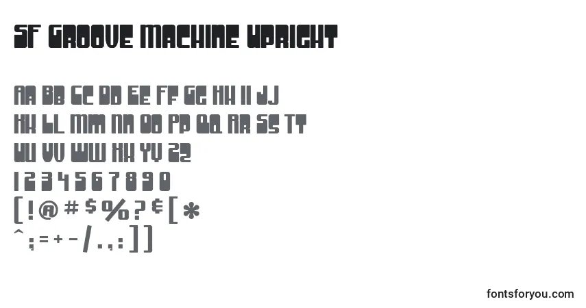 Czcionka SF Groove Machine Upright – alfabet, cyfry, specjalne znaki