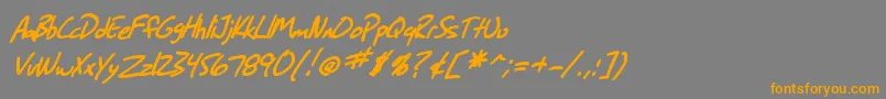 SF Grunge Sans Bold Italic-fontti – oranssit fontit harmaalla taustalla
