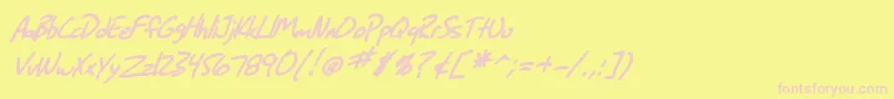 Fonte SF Grunge Sans Bold Italic – fontes rosa em um fundo amarelo