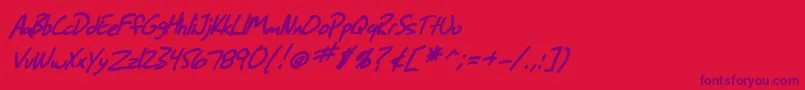 SF Grunge Sans Bold Italic Font – Purple Fonts on Red Background