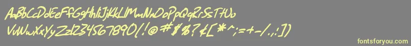 Fonte SF Grunge Sans Bold Italic – fontes amarelas em um fundo cinza
