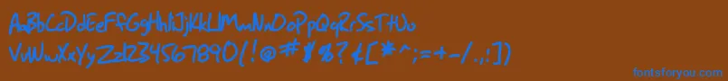 フォントSF Grunge Sans Bold – 茶色の背景に青い文字
