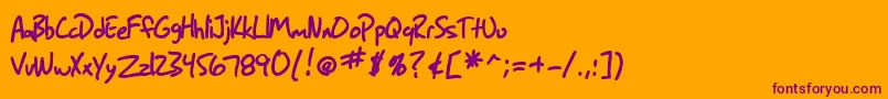Saiba mais sobre a fonte SF Grunge Sans Bold Fonte SF Grunge Sans Bold – fontes roxas em um fundo laranja
