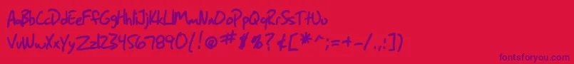 SF Grunge Sans Bold-Schriftart – Violette Schriften auf rotem Hintergrund