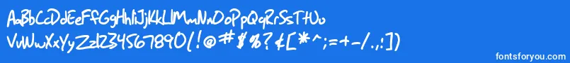 SF Grunge Sans Bold-Schriftart – Weiße Schriften auf blauem Hintergrund
