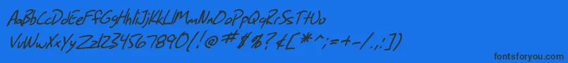 SF Grunge Sans Italic Font – Black Fonts on Blue Background