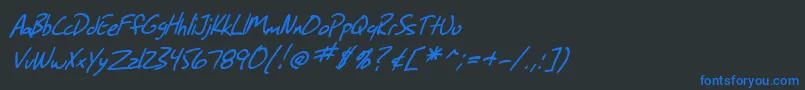 SF Grunge Sans Italic Font – Blue Fonts on Black Background