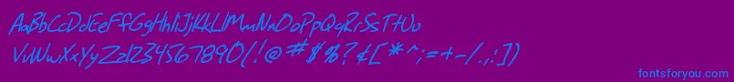 Czcionka SF Grunge Sans Italic – niebieskie czcionki na fioletowym tle