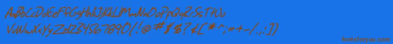 Czcionka SF Grunge Sans Italic – brązowe czcionki na niebieskim tle
