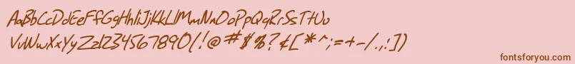 Fonte SF Grunge Sans Italic – fontes marrons em um fundo rosa