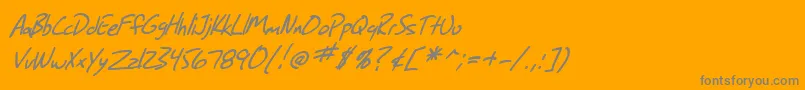 SF Grunge Sans Italic-Schriftart – Graue Schriften auf orangefarbenem Hintergrund