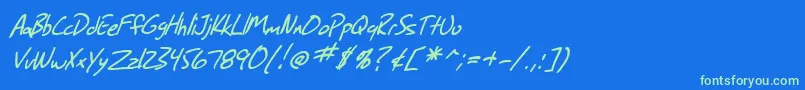 SF Grunge Sans Italic Font – Green Fonts on Blue Background