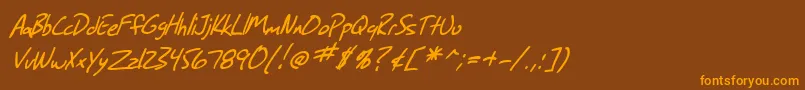 SF Grunge Sans Italic Font – Orange Fonts on Brown Background