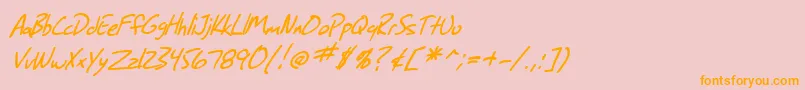 Fonte SF Grunge Sans Italic – fontes laranjas em um fundo rosa
