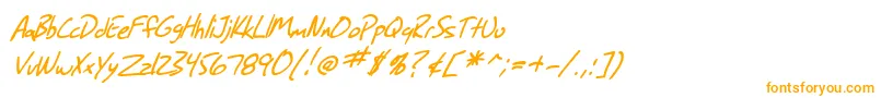 SF Grunge Sans Italic-Schriftart – Orangefarbene Schriften auf weißem Hintergrund