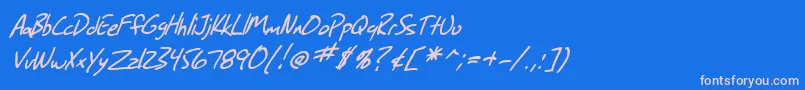 フォントSF Grunge Sans Italic – ピンクの文字、青い背景