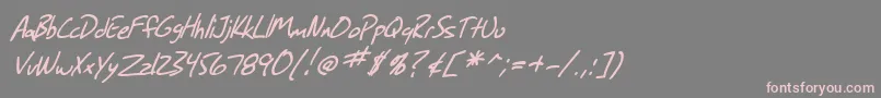 フォントSF Grunge Sans Italic – 灰色の背景にピンクのフォント
