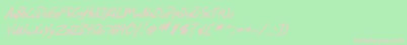 SF Grunge Sans Italic-Schriftart – Rosa Schriften auf grünem Hintergrund
