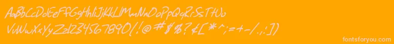 SF Grunge Sans Italic-Schriftart – Rosa Schriften auf orangefarbenem Hintergrund