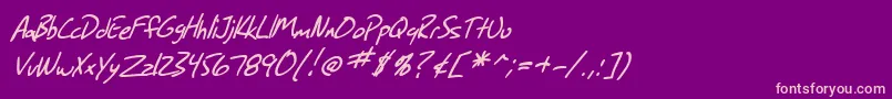 SF Grunge Sans Italic-Schriftart – Rosa Schriften auf violettem Hintergrund