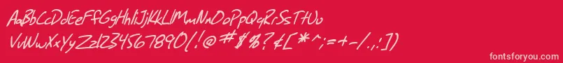 Fonte SF Grunge Sans Italic – fontes rosa em um fundo vermelho