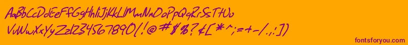 Шрифт SF Grunge Sans Italic – фиолетовые шрифты на оранжевом фоне
