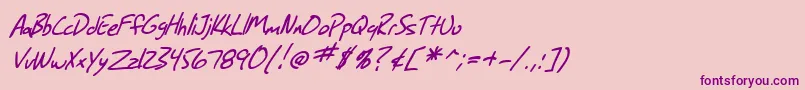 Fonte SF Grunge Sans Italic – fontes roxas em um fundo rosa