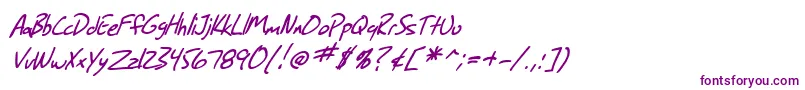 フォントSF Grunge Sans Italic – 白い背景に紫のフォント