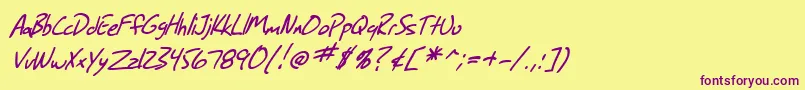 SF Grunge Sans Italic-fontti – violetit fontit keltaisella taustalla