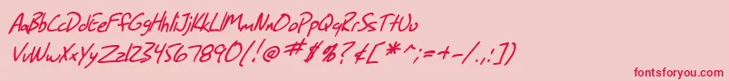 SF Grunge Sans Italic-Schriftart – Rote Schriften auf rosa Hintergrund