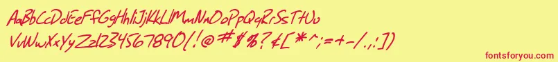 Czcionka SF Grunge Sans Italic – czerwone czcionki na żółtym tle