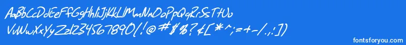 フォントSF Grunge Sans Italic – 青い背景に白い文字