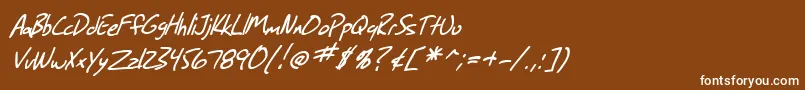 フォントSF Grunge Sans Italic – 茶色の背景に白い文字